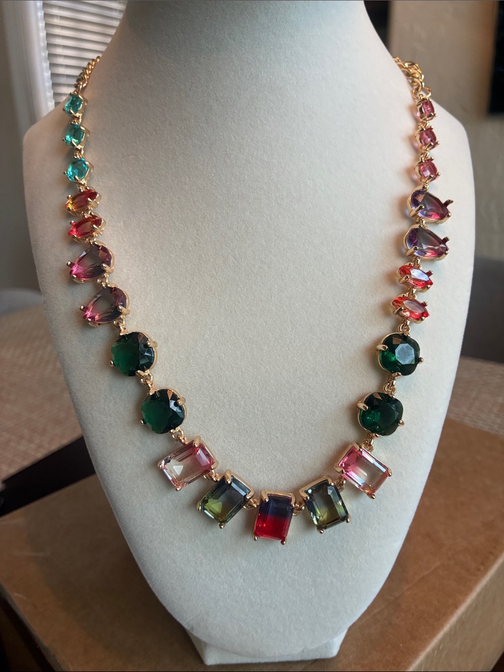 Gemma Layne Multicolor Crystal Statement Necklace - Gold Chain